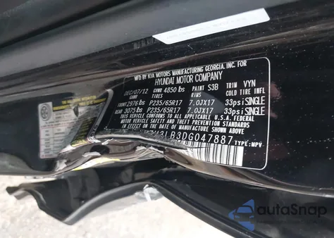 2013 Hyundai Santa Fe Sport Sport из США, поврежденный, VIN 5XYZU3LB3DG047887